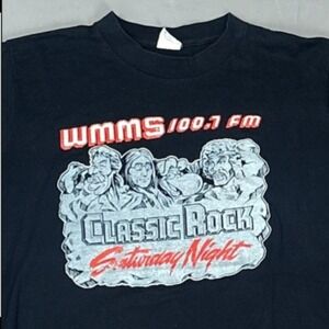 Vintage 80s WMMS 100.7 Saturday Night Medium T-Shirt Rushmore Classic Rock